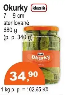 COOP DISKONT Klasik okurky nabídka
