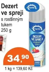 COOP DISKONT Ranlo dezert ve spreji s rostlinnym tukem nabídka
