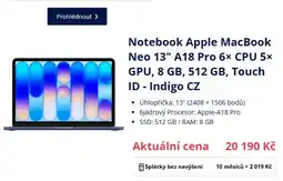 Datart Apple MacBook Neo 13" A18 Pro 6× CPU 5× GPU nabídka