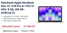Datart Notebook Apple MacBook Neo 13" A18 Pro 6 x CPU 5 x GPU nabídka
