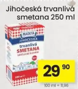 Kubík potraviny Madeta jihoceska trvanlivá smetana nabídka