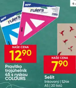 Hruška MFP pravítko trojúhelník 45 s ryskou colours nabídka