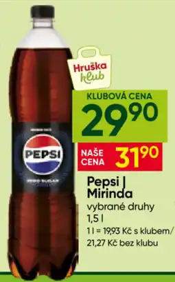 Hruška Pepsi Mirinda vybrané druhy nabídka