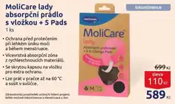 Benu Molicare lady absorpční prádlo s vložkou + 5 Pads nabídka