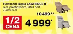 Sconto Lawrence ii relaxační křeslo s el. polohováním, usb port nabídka
