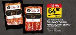 Flop Uzeniny Příbram grilovací tyčinky klobásy mini berner nabídka