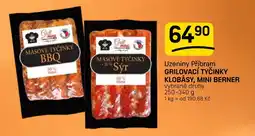 Flop Uzeniny Příbram grilovací tyčinky klobásy mini berner nabídka