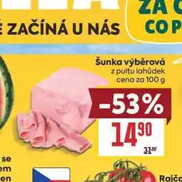Billa Šunka výběrová z pultu lahůdek cena za nabídka