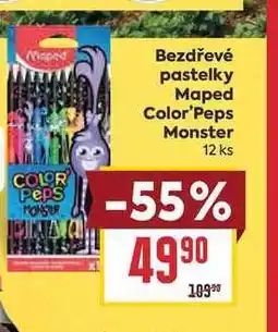 Billa Bezdřevé pastelky Maped Color'Peps Monster 12 ks nabídka