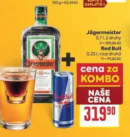Billa Jägermeister 0,7l + Red Bull 0,25l nabídka