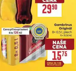 Billa Gambrinus Originál 8x 0,5l, plech nabídka