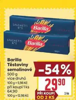 Billa Barilla semolinové nabídka