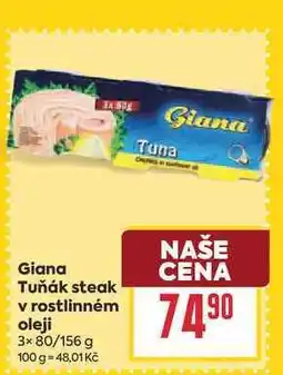Billa Giana Tuňák steak v rostlinném oleji 3x 80/156 g nabídka