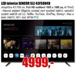 EVA Sencor led televize sle 43fs804b nabídka