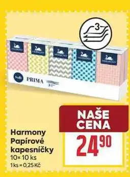 Billa Harmony Papírové kapesníčky 10×10 ks nabídka