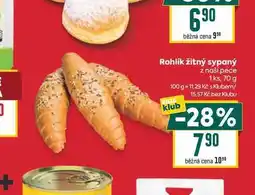 Billa Rohlík žitný sypaný z naší pece 1ks nabídka