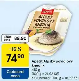 Tesco Apetit Alpský povidlový knedlík nabídka