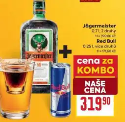 Billa Jägermeister + Red Bull nabídka