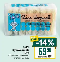 Billa PaPa Rýžové nudle nabídka