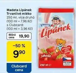 Tesco Madeta Lipánek Trvanlivé mléko, 250 ml, více druhů nabídka