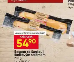 Hruška Bageta se šunkou, šunkovým salámem nabídka