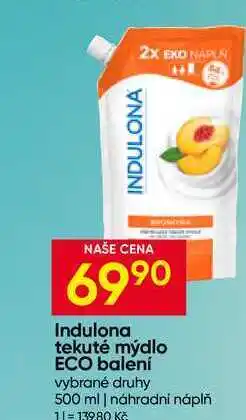 Hruška Indulona tekuté mýdlo ECO balení vybrané druhy 500 ml náhradní náplň nabídka