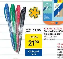 Tesco Stabilo Liner 308 Kuličkové pero, 1 ks, 0,3 mm, více barev nabídka