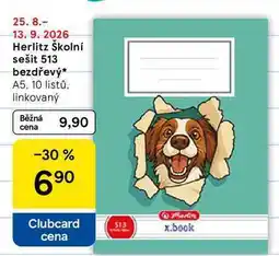 Tesco Herlitz Školní sešit 513 bezdřevý, A5, 10 listů. linkovaný nabídka