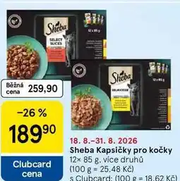 Tesco Sheba Kapsičky pro kočky, 12× 85 g, více druhů nabídka