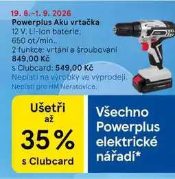 Tesco Powerplus Aku vrtačka, 12 V. Li-Ion baterie, 650 ot/min.. 2 funkce: vrtání a šroubování nabídka