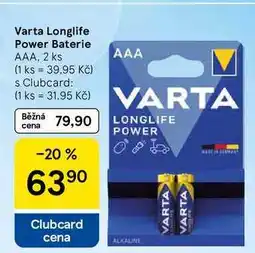 Tesco Varta Longlife Power Baterie AAA, 2 ks nabídka