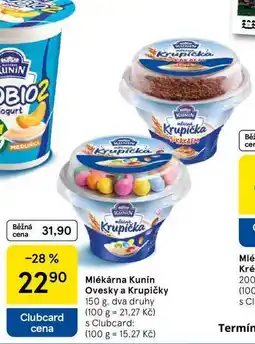 Tesco Mlékárna Kunín Ovesky a Krupičky nabídka