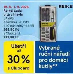 Tesco Reikel Sada bitů a hlavic, 34 dílů, s ráčnou, 20 bity a 10 nástrčnými klíči nabídka
