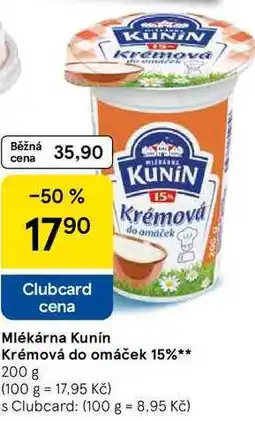 Tesco Mlékárna Kunín Krémová do omáček 15% nabídka