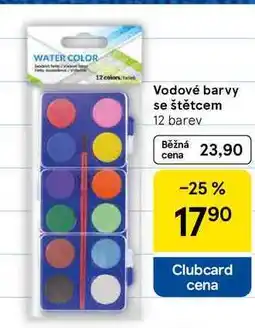 Tesco Vodové barvy se štětcem, 12 barev nabídka
