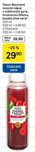 Tesco Tesco Nesycený ovocný nápoj s malinovým pyré, hroznovou šťávou, kousky aloe vera nabídka