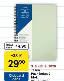 Tesco Tesco Poznámkový blok B5, 160 listů nabídka