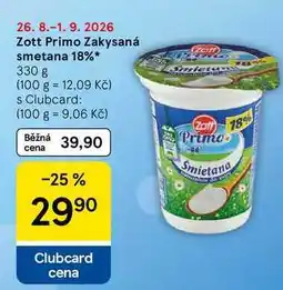 Tesco Zott Primo Zakysaná smetana 18% nabídka