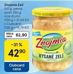 Tesco Znojmia Zelí, 510 g. pevný podíl 290 g nabídka