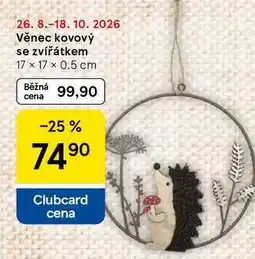 Tesco Věnec kovový se zvířátkem, 17 x 17 x 0,5 cm nabídka