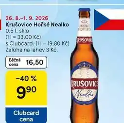 Tesco Krušovice Hořké Nealko, 0.5 l, sklo nabídka