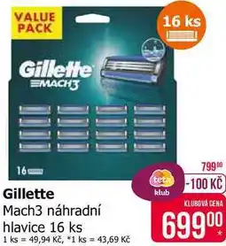 Teta Gillette Mach3 náhradní hlavice 16 ks nabídka