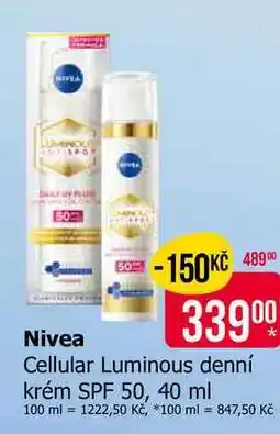 Teta Nivea Cellular Luminous denní krém SPF 50 nabídka