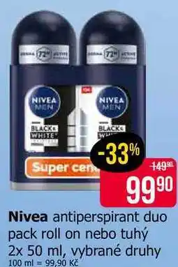 Teta Nivea antiperspirant duo pack roll on nebo tuhý nabídka