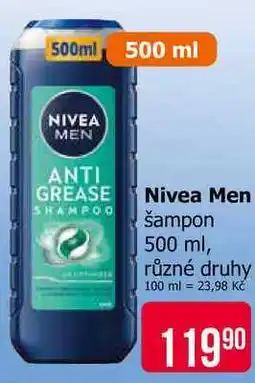 Teta Nivea Men Šampon 500ml, vybrané druhy nabídka