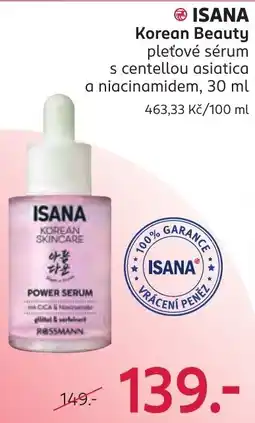 Rossmann Isana korean beauty pleťové sérum s centellou asiatickou a niacinamidem nabídka