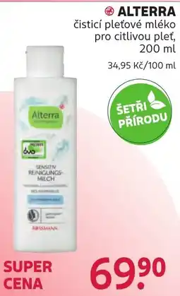 Rossmann Alterra čistící pleťové mléko nabídka