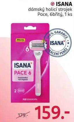 Rossmann Isana dámský holící strojek Pace 6břitý nabídka