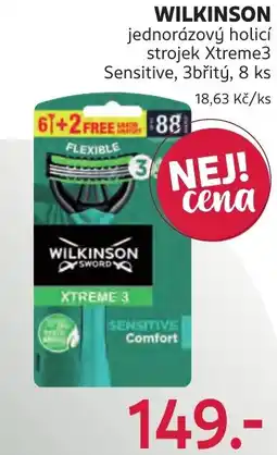 Rossmann Wilkinson jednorázový holící strojek Xtreme3 Sensitive, 3břitý nabídka