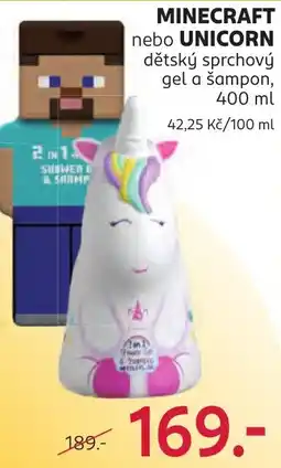 Rossmann Minecraft nebo Unicorn dětský sprchový gel a šampon nabídka